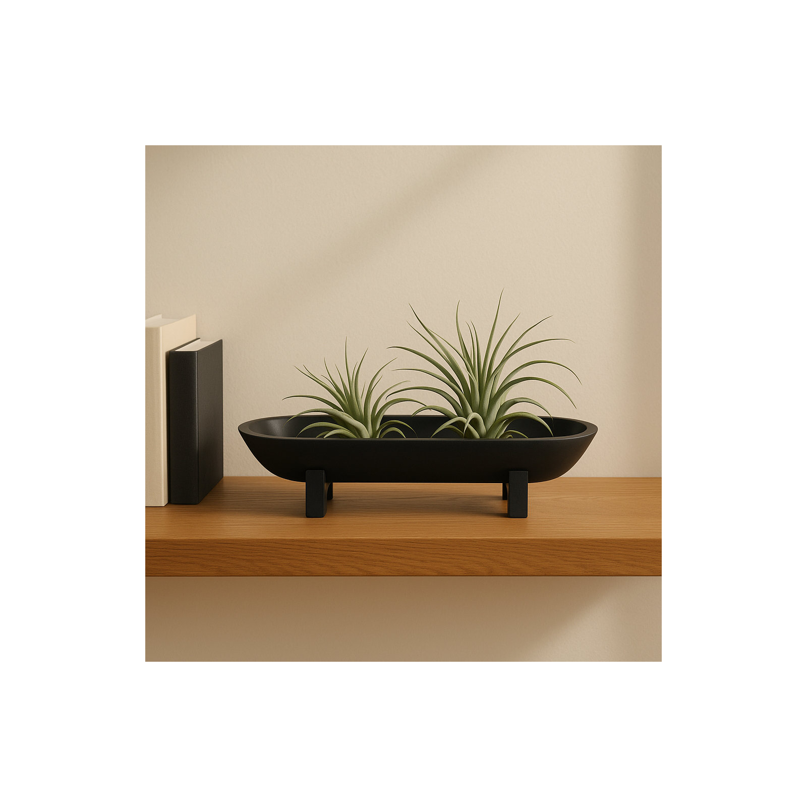 16" Footed Oval Bowl, Black