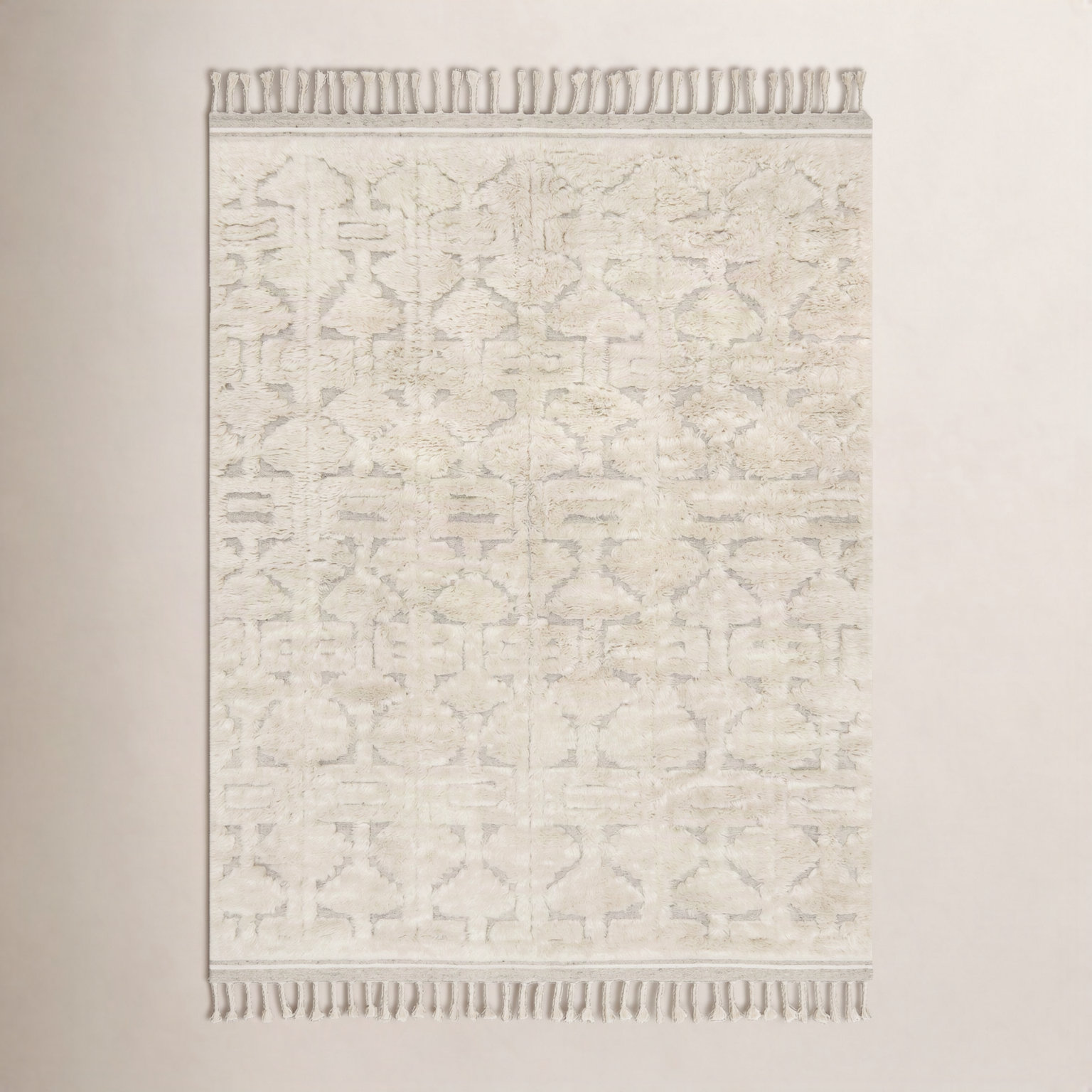 Michaela Beige Hand-Knotted Wool Rug, Rectangle 7'9" x 9'9"