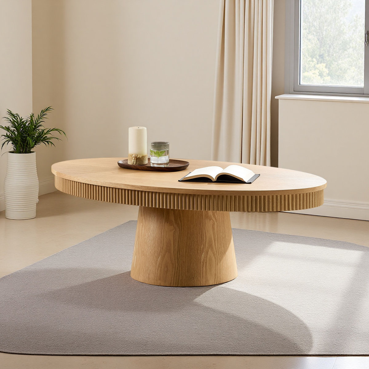 Wrought Studio Modern Design Oval Handcraft Drum Coffee Table Length 47 ...