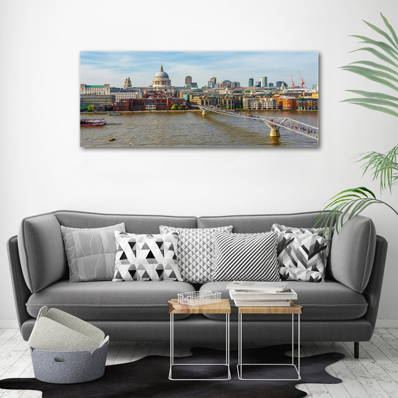 River Thames London - Print on Canvas, Canvas, 50cm H x 125cm W