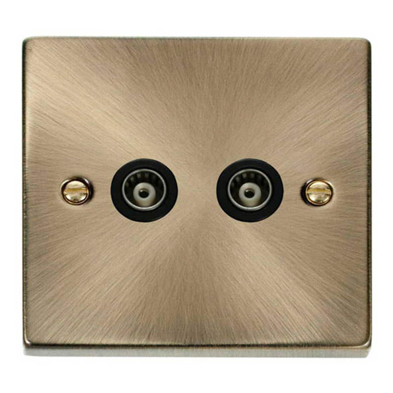 Antique Brass Twin Isolated Coaxial Socket