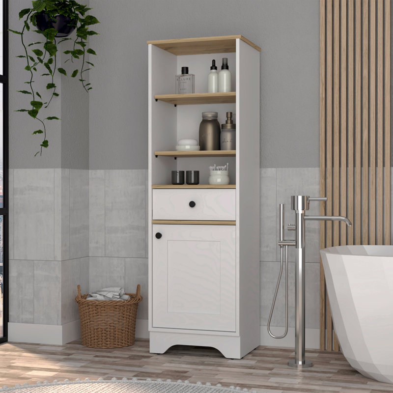 1-Drawer 3-Shelf Linen Cabinet, White