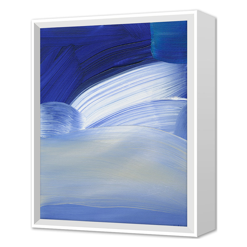Blue Wave 2 Print by Daph Haus, White Single Picture Framed