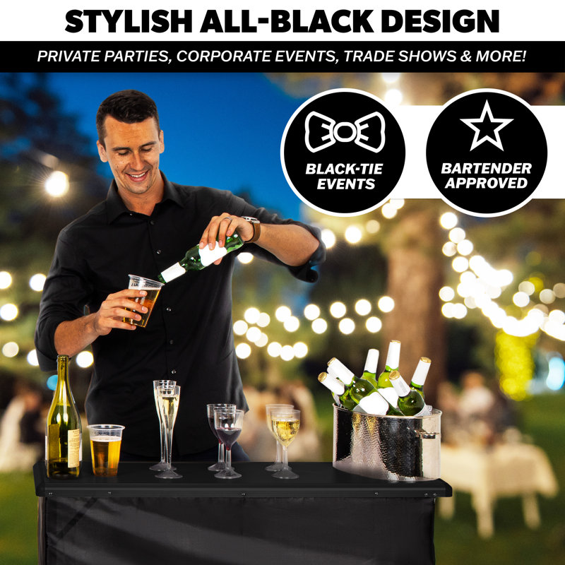 GoBar Portable Bar Table for Events - Pop Up Mobile Bartending Station with Travel Carrying Case - 1 Skirt