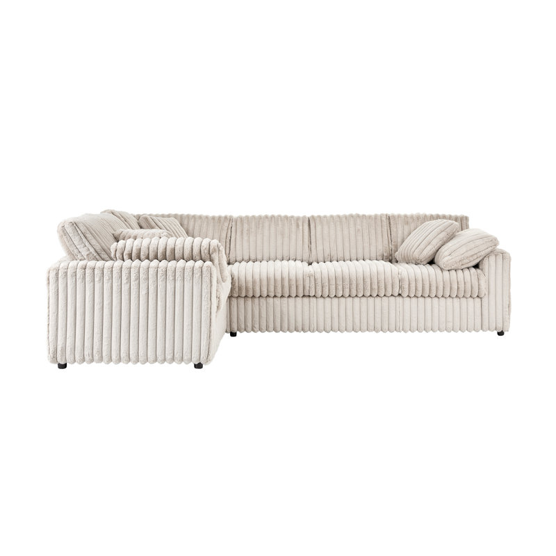 Canapé modulaire en L Belvoir, Polyester beige / mélange de polyester