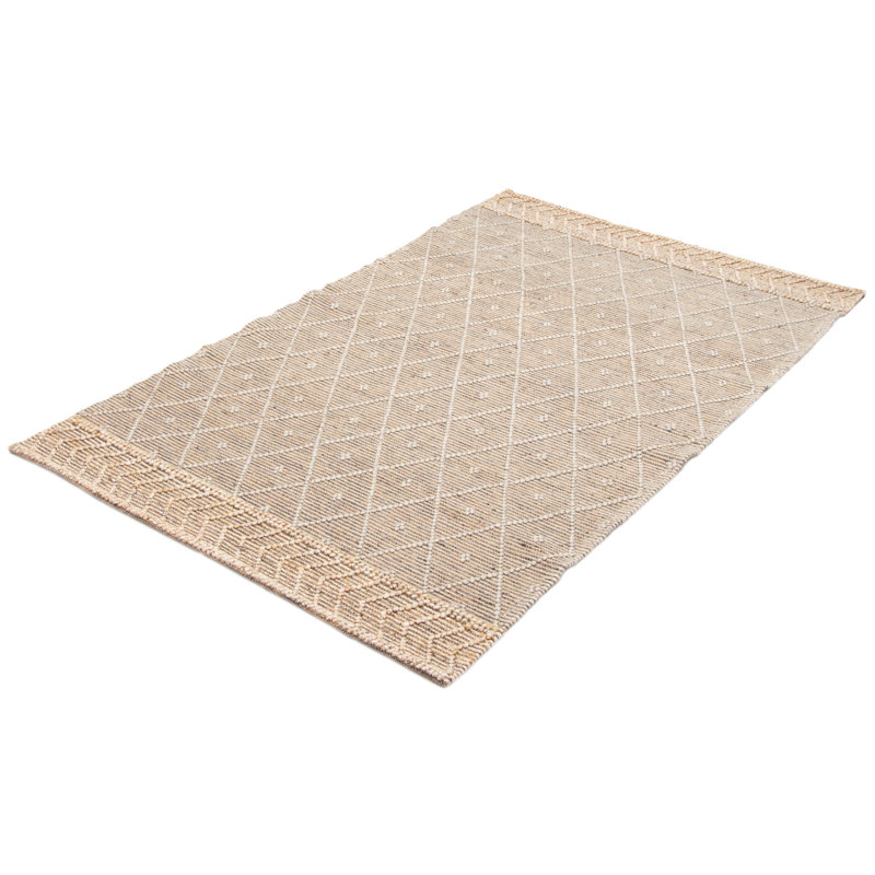 Tapis rectangulaire nouvel âge en laine brun clair unique 5 pi 1 po x 8 pi Demeria