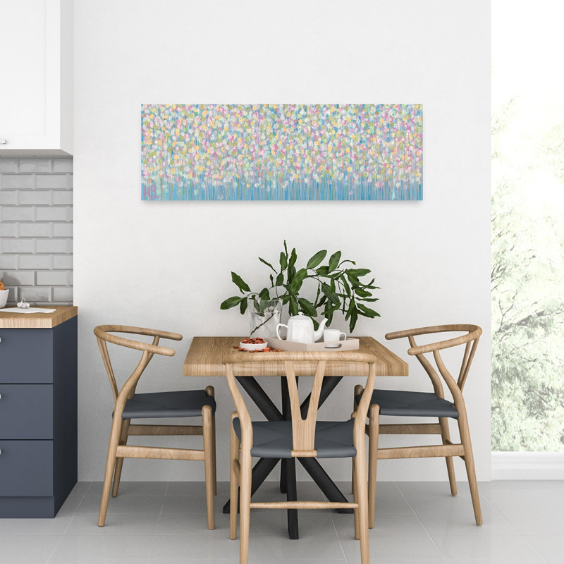 «Pastel Rain», art abstrait coloré délicat au printemps, H 36 po x l 12 po