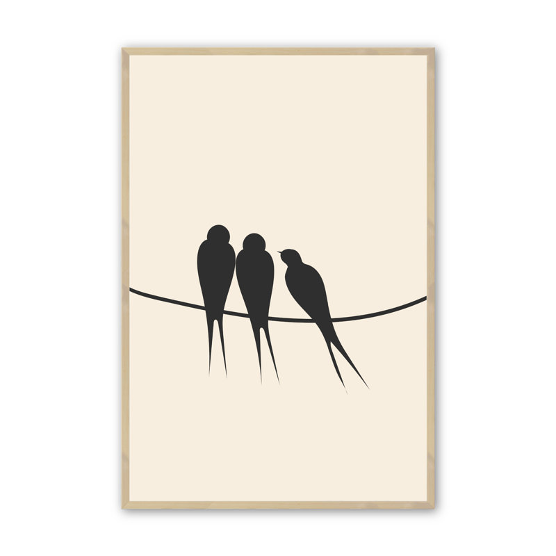 «Kanorado Birds on A Wire», cadre photo unique, impression, H 14 po x l 11 po x P 1,25 po, Érable brut