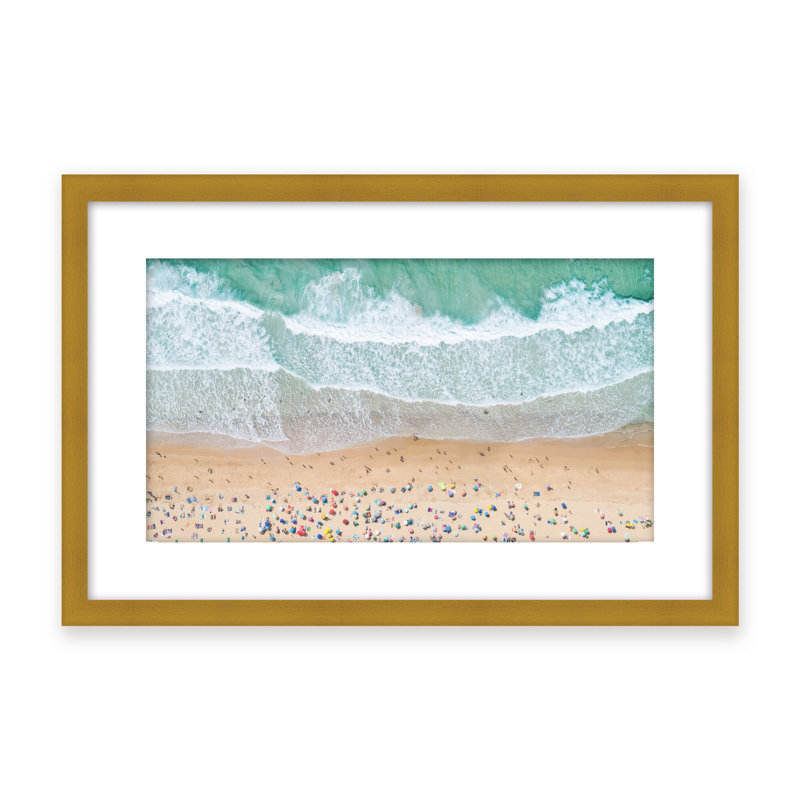 Coastal Retreat Summer Beach by  - Picture Frame Photograph on Paper, 24" H x 36" W x 1.125" D, Beige, Framed Matted Print