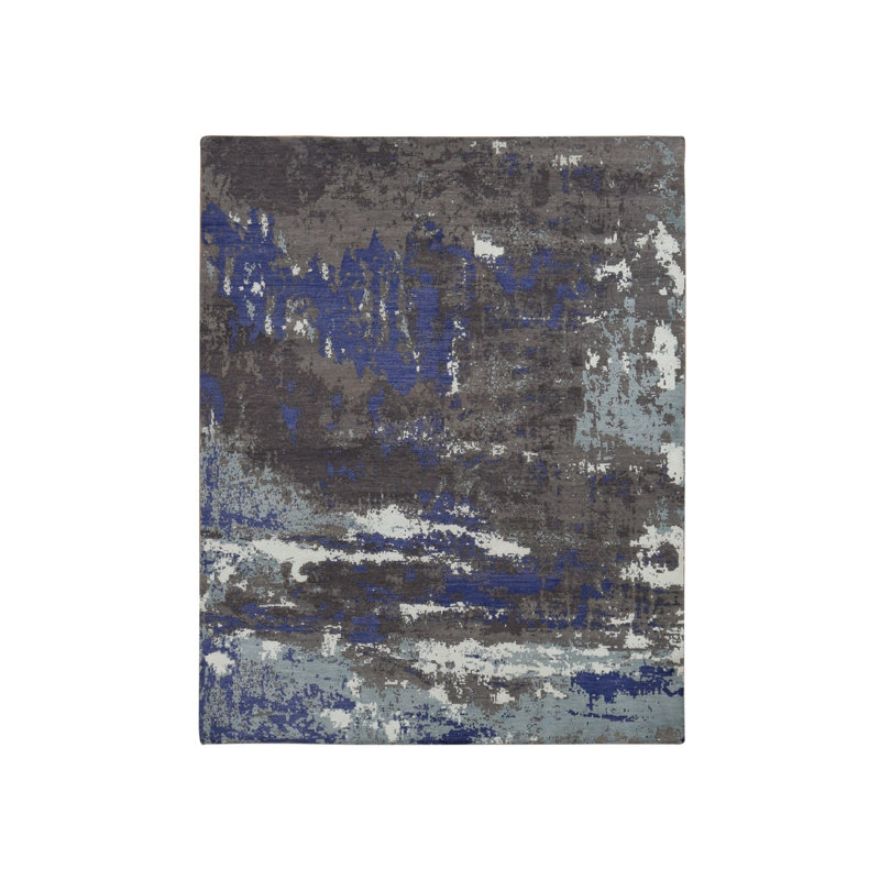 Tapis en laine noué à la main à motif abstrait galaxie 7 pi 10 po x 10 pi A652848E05364C7BAB8CE1D19CDC7CC5