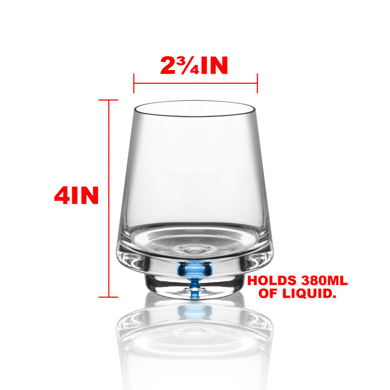 Verres à whisky  Crystal Bubble Base en 4 couleurs - ensemble de 4 - fond épais lesté