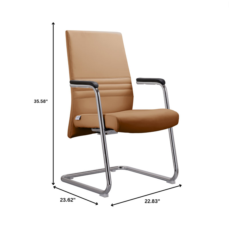 Chaise de bureau rembourrée en cuir Aleen, Brun