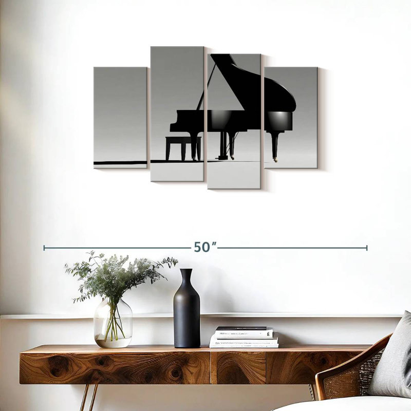 Piano à queue Abarca sur fond blanc, H 22 po x l 36 po