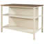 Îlot de cuisine rustique en bois massif, table de préparation en bois d'hévéa avec 2 tablettes ouvertes pour petits espaces