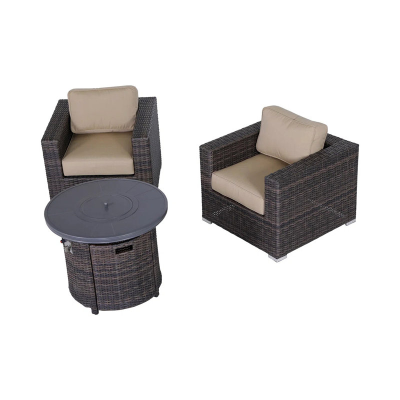 Ensemble de conversation 3 pièces toutes saisons avec coussins de qualité supérieure - Assemblage requis, Beige