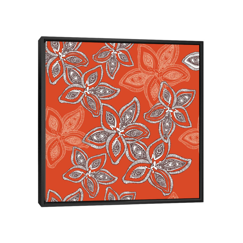 « hawaii pattern », impression sur toile tendue, H 26 po x l 26 po x P 1,5 po, Toile avec cadre noir