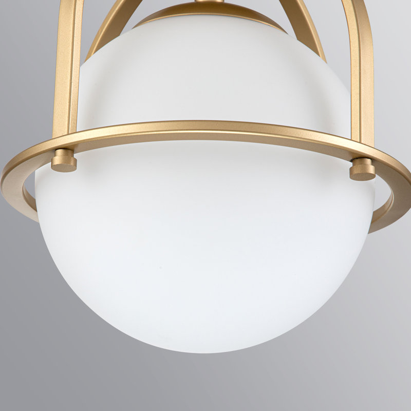 Plafonnier semi-encastré 1 lumière Globe, Or, H 11,81 po x l 8,66 po x P 8,66 po, White
