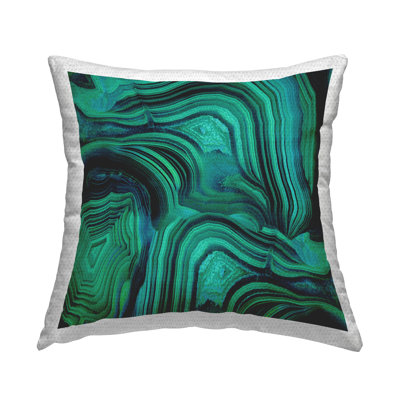 Green Abstract Agate Shapes Outdoor Printed Pillow by Danielle Carson