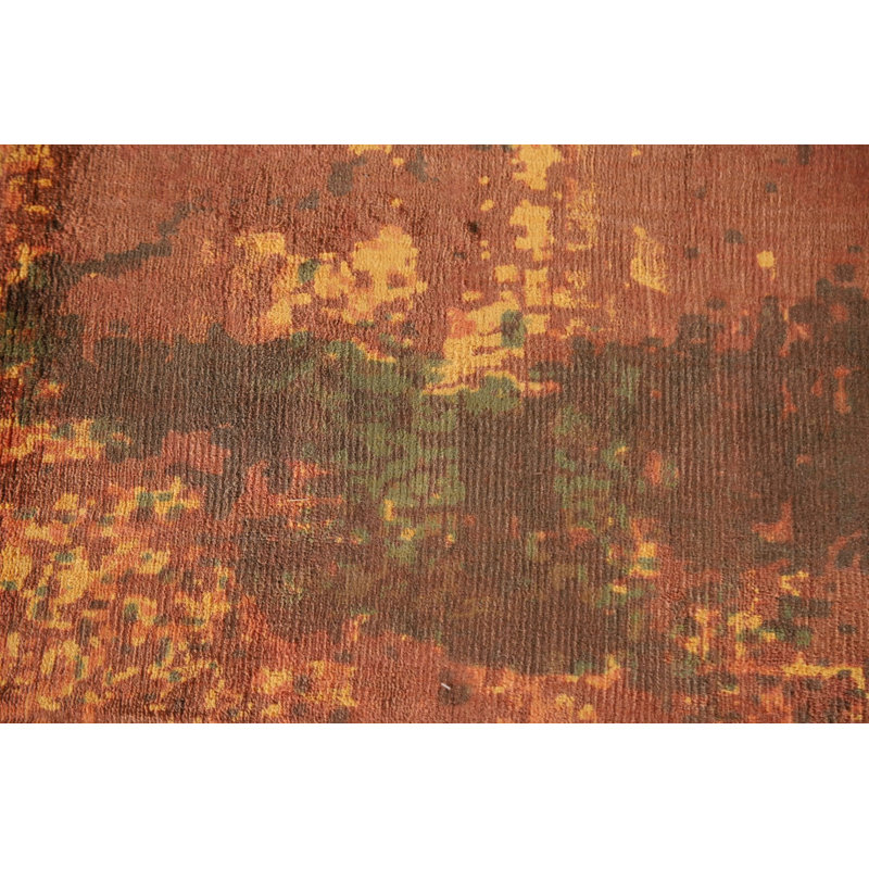 Tapis indien orange à motif abstrait 4 x 6