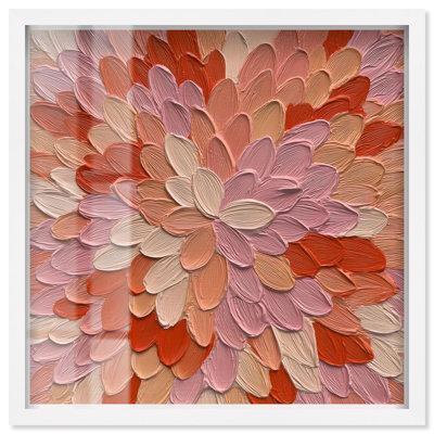 Shades of Rose Shadowbox Print Flower Wall Art by Art Remedy, White Frame, 21 x 21