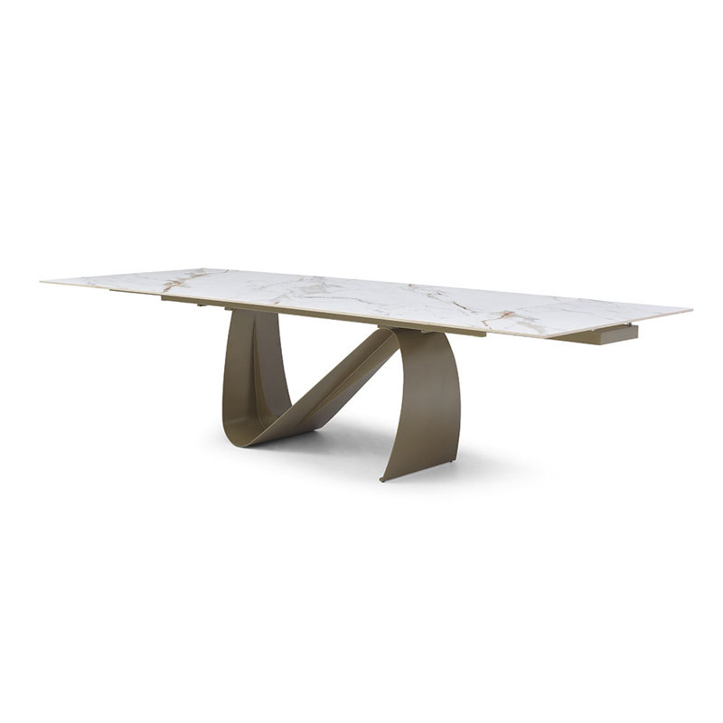 9087 Ceramic Extendable Dining Table with Bronze Base