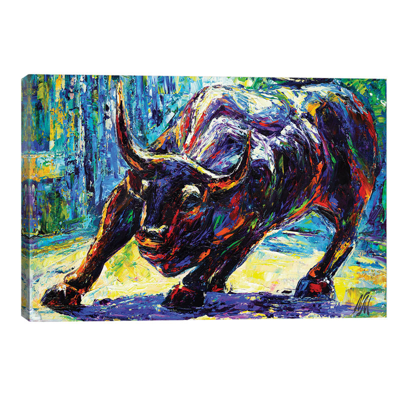 Charging Bull by Natasha Mylius - Wrapped Canvas Giclee Art Print, 101.6 cm H x 66.04 cm W x 3.175 cm D