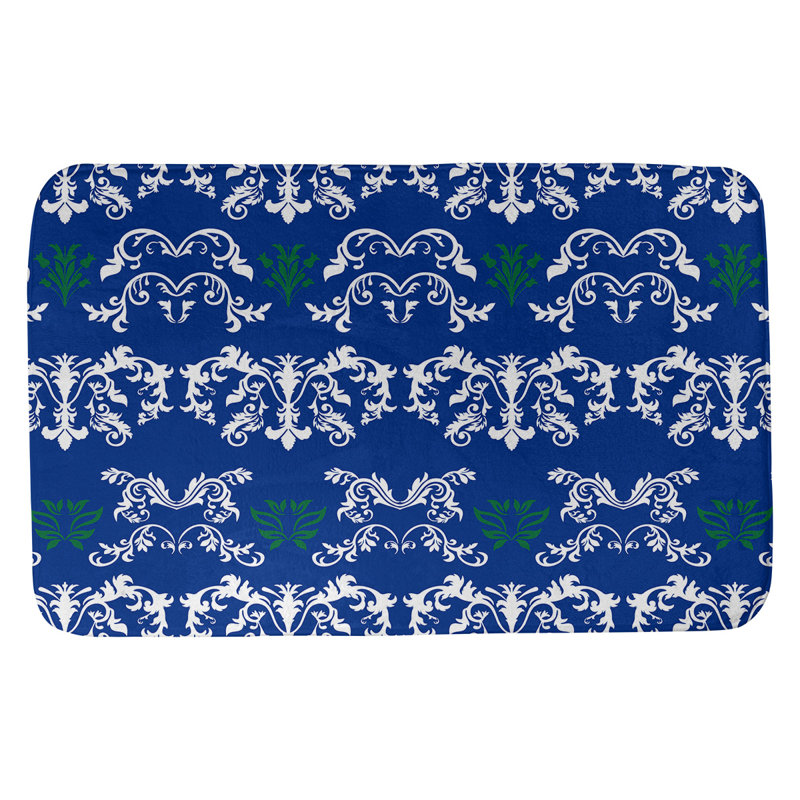 Tapis pour salle de bain Seattle Football Baroque, l 17 po x L 24 po, Blanc / bleu / vert
