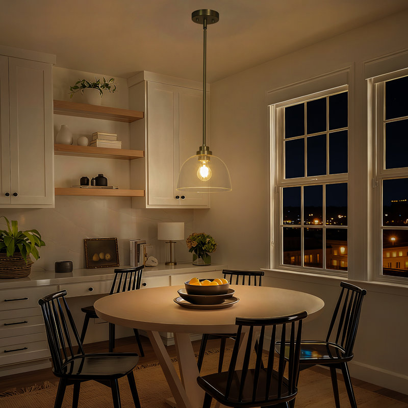 Modern 1-Light Single Dome Kitchen Island Pendant With Clear Glass, Gold