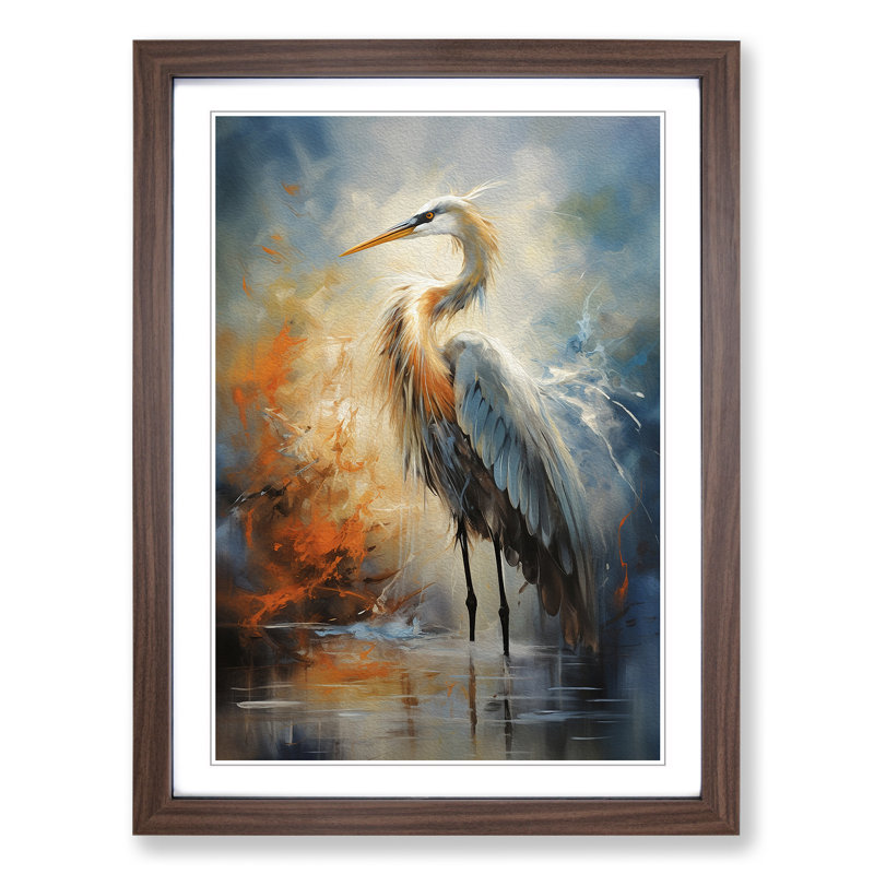 XYZ-FRM-V1223-3626 Heron Gestural - Single Picture Frame Print on Wood