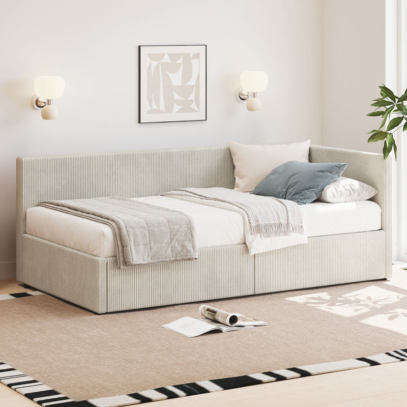 Lit de jour rembourré Luice, Beige