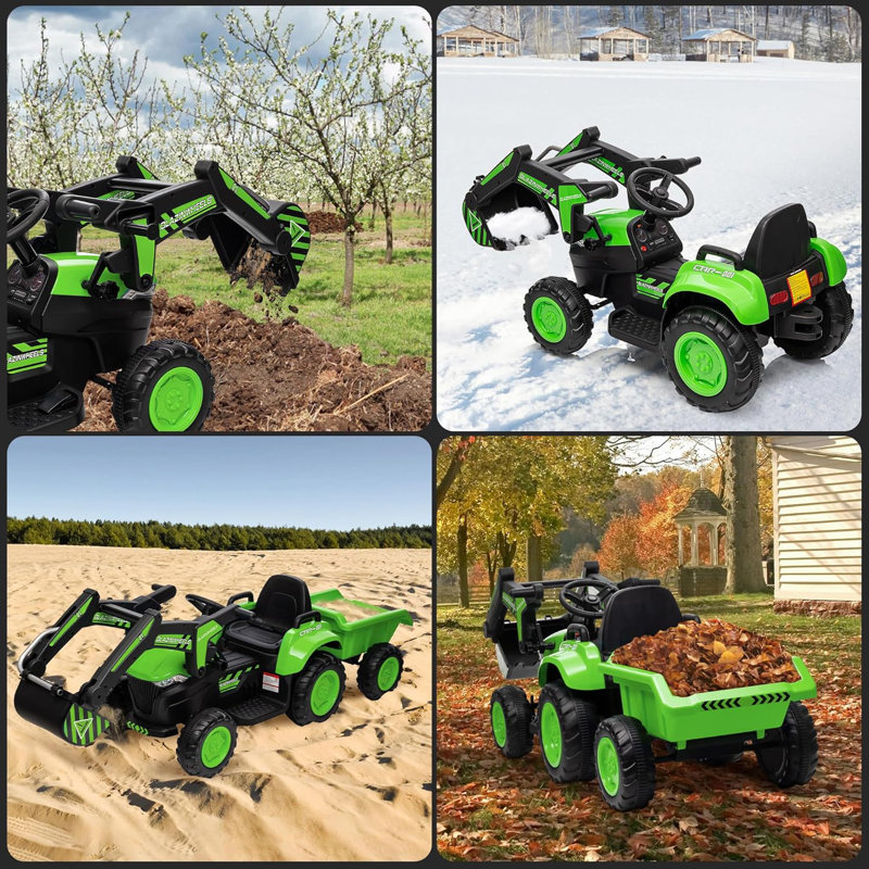 Green 12-Volt Kids Ride-On Tractor with Remote Control