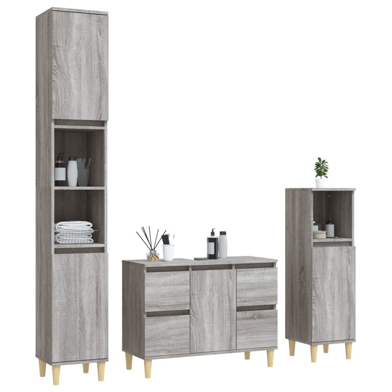 Afner Bathroom Storage Furniture Set, Grey Sonoma