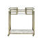 Chariot de service en verre transparent, plateau en faux marbre et laiton