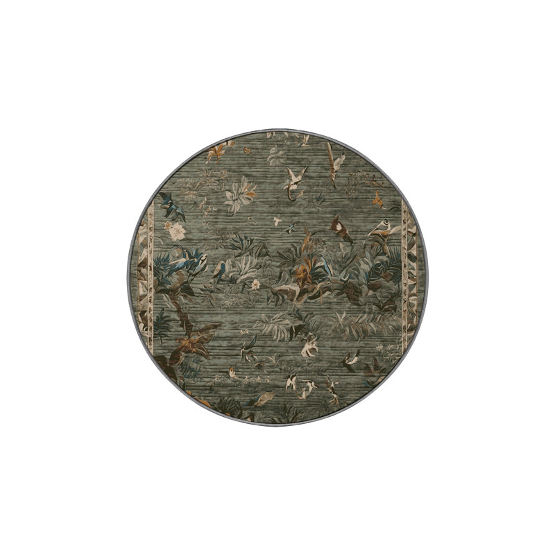 Tapis brun soyeux et moelleux, Rond 3 pi