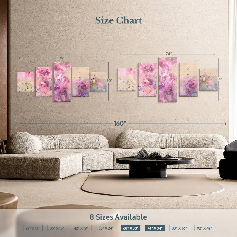 Fleurs de lilas, H 12 po x l 29 po