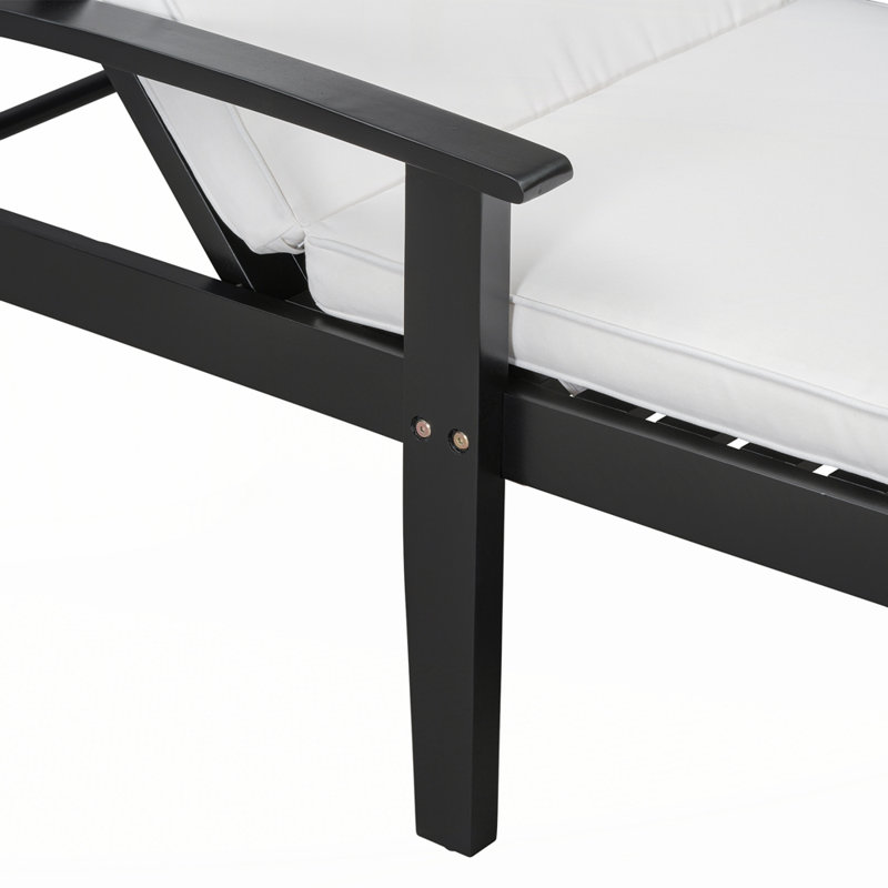Outdoor Chaise Lounge, Beige, Black