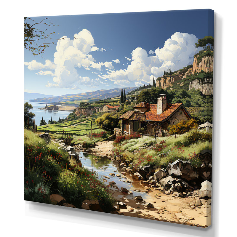«Vineyard Charm Landscape», reproduction sur toile, Toile tendue, H 24 po x l 24 po x P 1 po