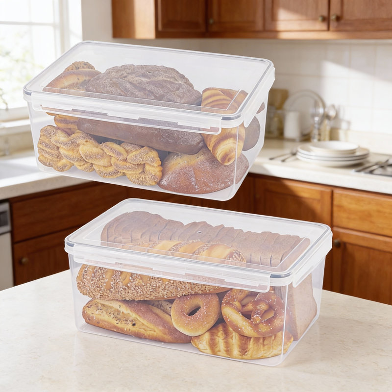 Grand ensemble de 2 contenants à pain hermétiques | Boîte à pain en plastique 11,6 pte pour pain maison et pain de boulangerie | Solution d'organisation et de fraîcheur pour le comptoir de cuisine