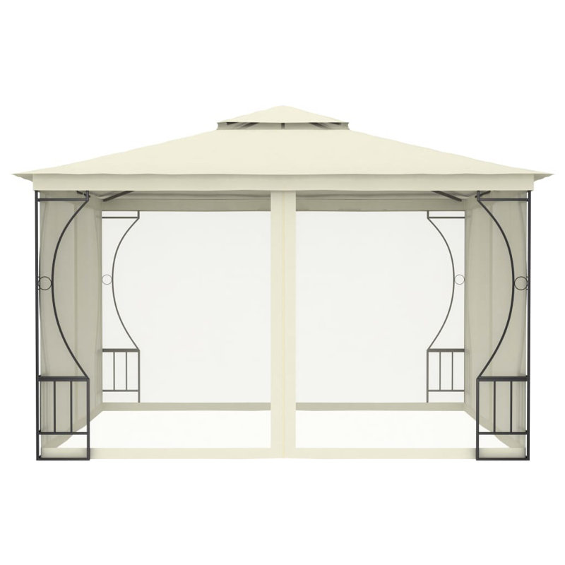 Mtsahovi 118" x 118" Steel Patio Gazebo, Cream