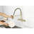 Wall Mounted Bridge Kitchen Faucet Gold - 360 Rotatable High Spout, 3 Functions Pull Down Nozzle, Dual Lever Control, Space Saving, Brass For Hygiene