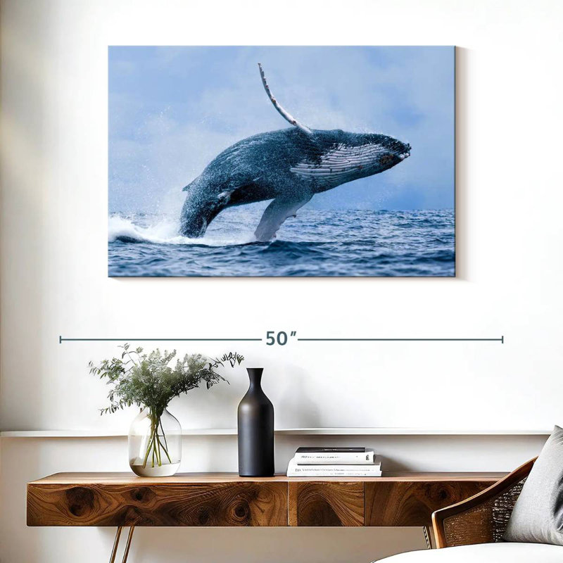 Brampt Leaping Humpback Whale, 26" H x 39" W
