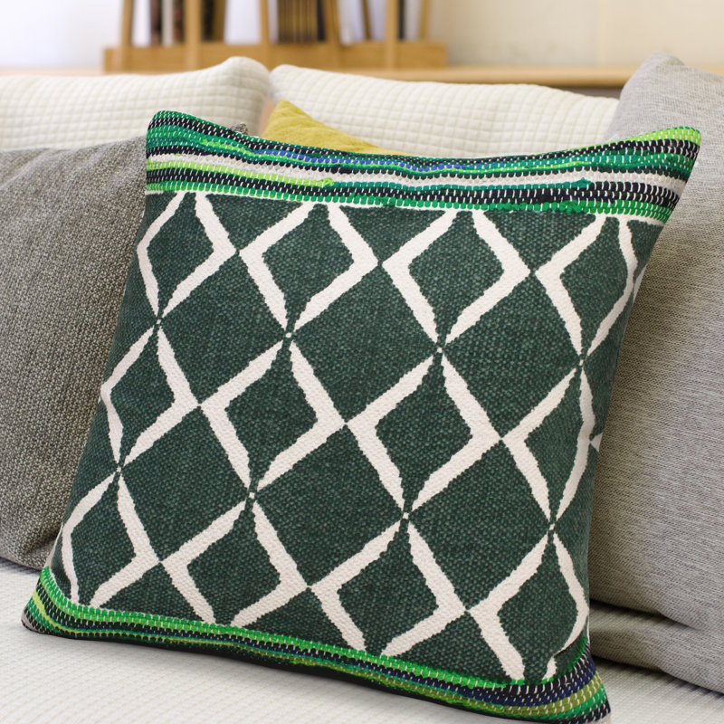 Anya Textured Cotton Blend Throw Pillow, Polyester/Polyfill