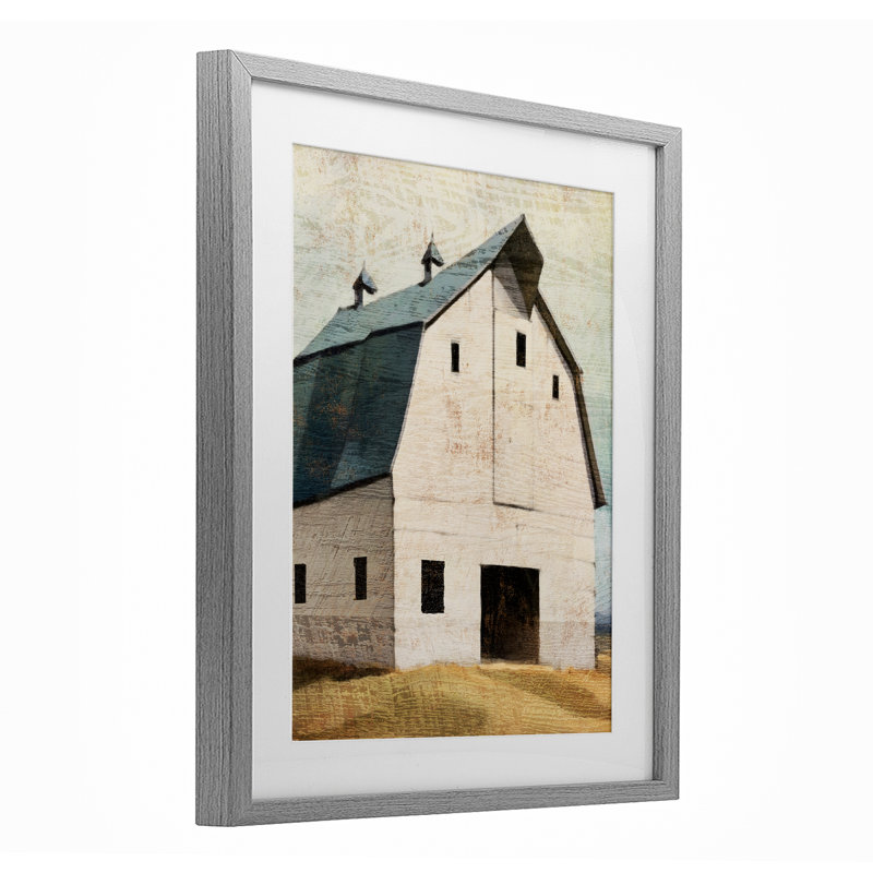 Rustic Big Barn Blue, reproduction encadrée sous verre, design par Susan Jill, Cadre de ferme gris, H 21 po x l 17 po
