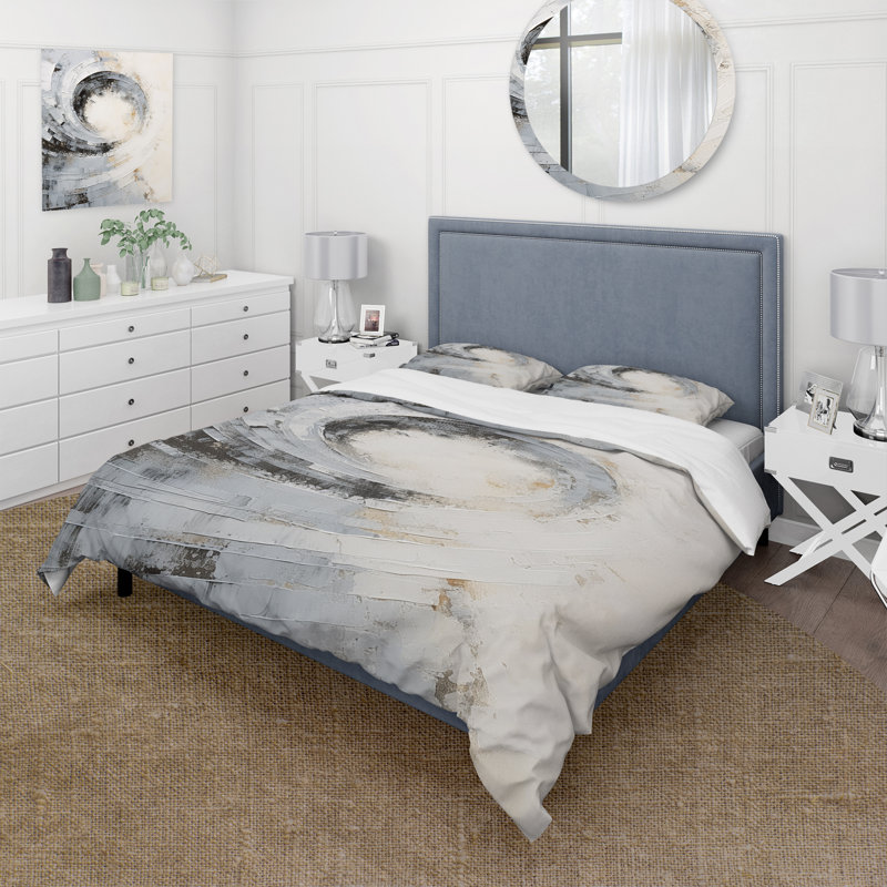 Ensemble de housse de couette blanc et gris Majestic Motion - Abstract Spirals