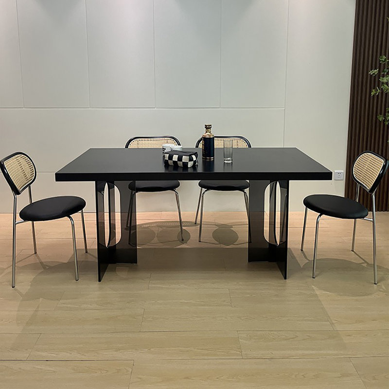 Table de roche noire moderne à base acrylique minimaliste, H 29,5 po x L 63 po x l 31,5 po
