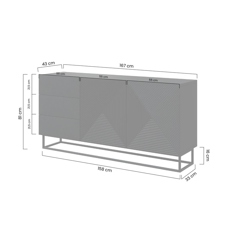Melaher 167cm Sideboard, Artisan/Black