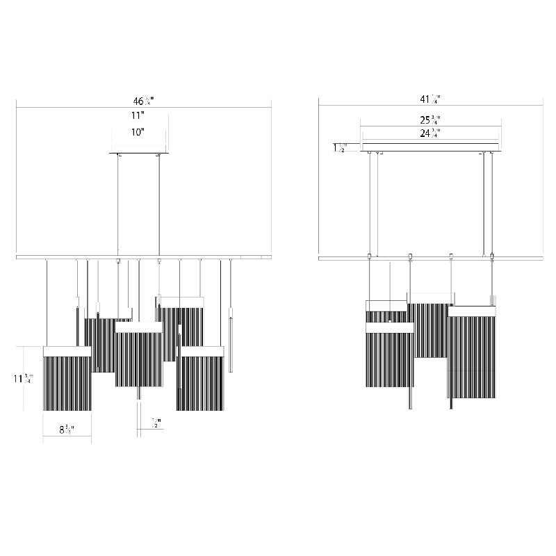 V Panels 11 - Light LED Chandelier, Polished Chrome