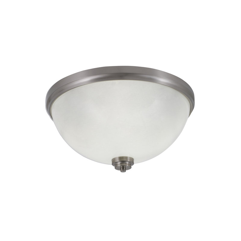 Plafonnier encastré 18 po, 4 ampoules, avec verre, Nickel brossé