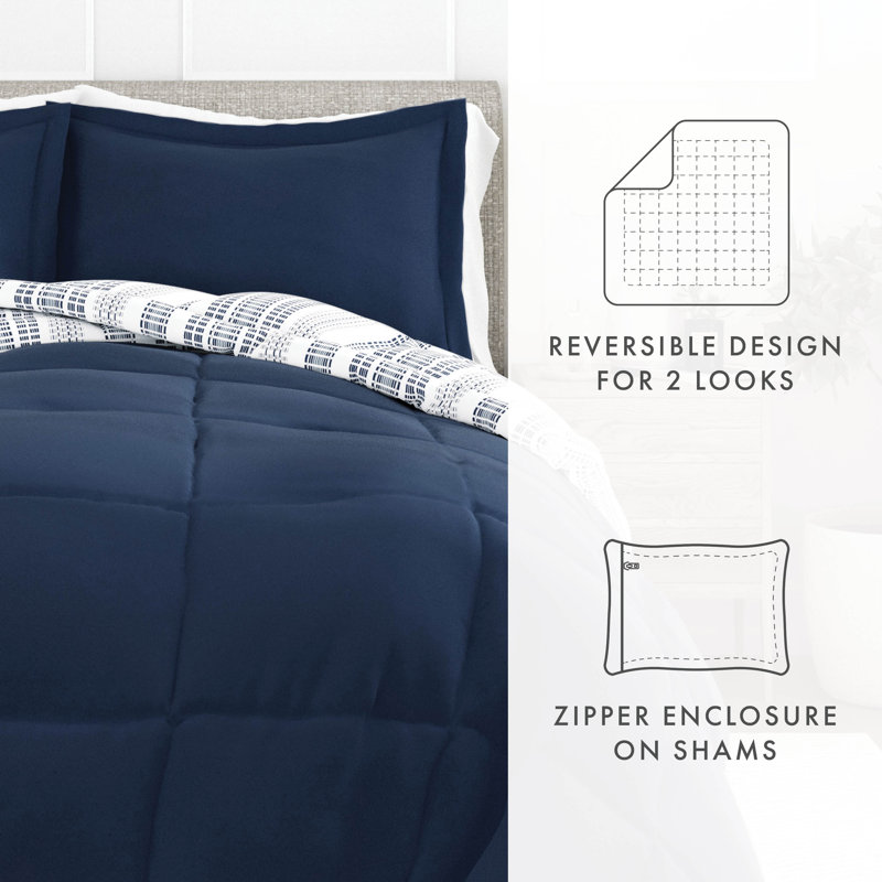 Twin Blue and White Down Alternative Reversible Comforter Set