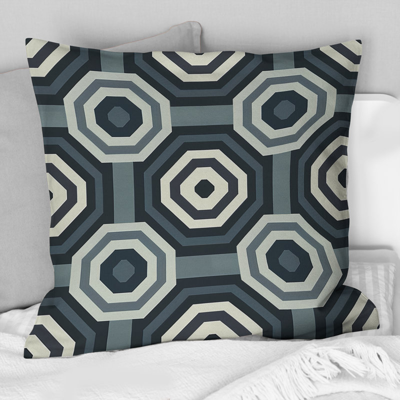 Gris, noir, géométrique, Transitions - Coussin décoratif transitionnel, H 16 po x l 16 po